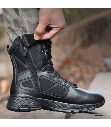 SNAKE MEMBRANE - Professionelle Hohe Stiefel mit Reißverschluss | Ultraleicht | Rutschfest | Scanner-sicher