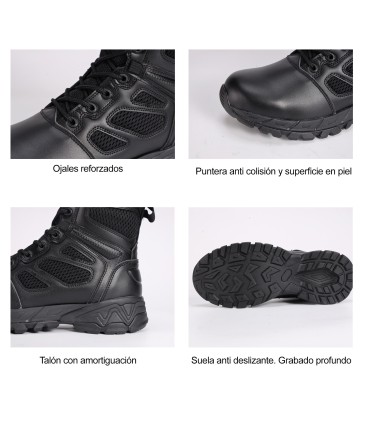 CHEETAH MESH - 8" Ultra-Light Police Boot | YKK Zipper | Genuine Leather & Mesh | Anti-Slip Sole | 37-45 EU