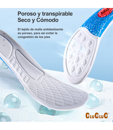 RZoom Sports Insoles Unisex | Latex and PU | Air and Silicone Cushioning | Breathable and Absorbent | 34-45 EU