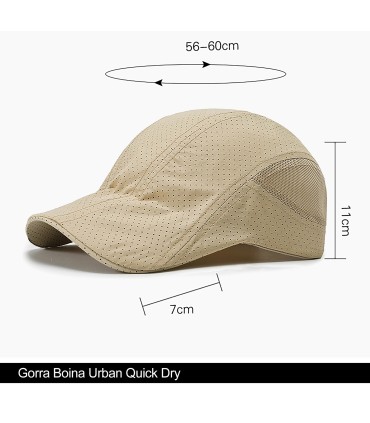 MÜTZE BOINA - URBAN QUICK DRY | Schnelltrocknend Herren & Damen | Gehärtetes Visier | Perforiert, Belüftet, Ultraleicht