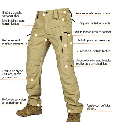 TACTICAL TRAINING TROUSERS - P40 | Pantalones Largos de Entrenamiento Táctico y Montañismo con Rodilleras